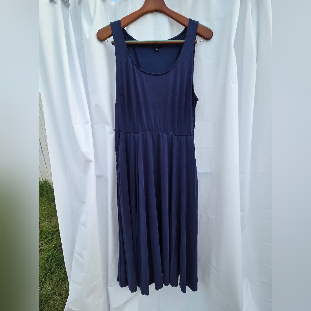 Sleeveless Navy Midi Dress - Classic Women's Everyday Dress